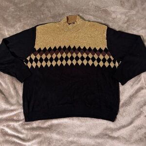 Alfred Dunner Black and Gold Crewneck Sweater